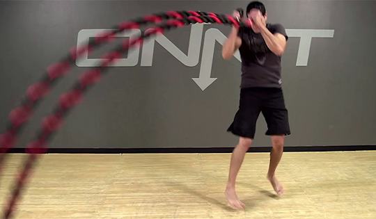 Diagonal Pull Jump Switch Battle Ropes Exercise