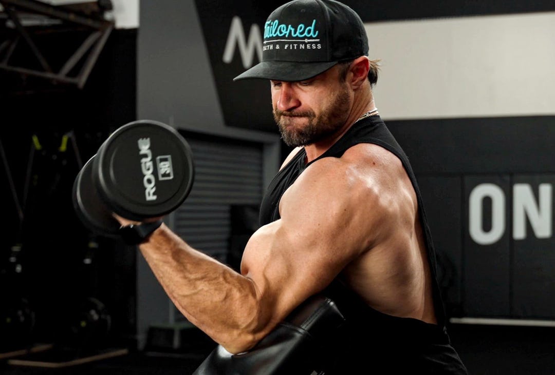 Man performing biceps curl