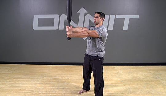 Steel Club Exercise: 2-Hand Front Press