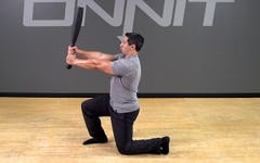 Alternating Flag Press Lunge Steel Club Exercise