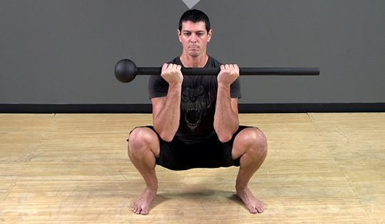 Steel Mace Exercise: Curl Grip Squat