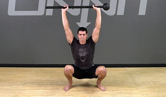 Steel Mace Exercise: Overhead Squat