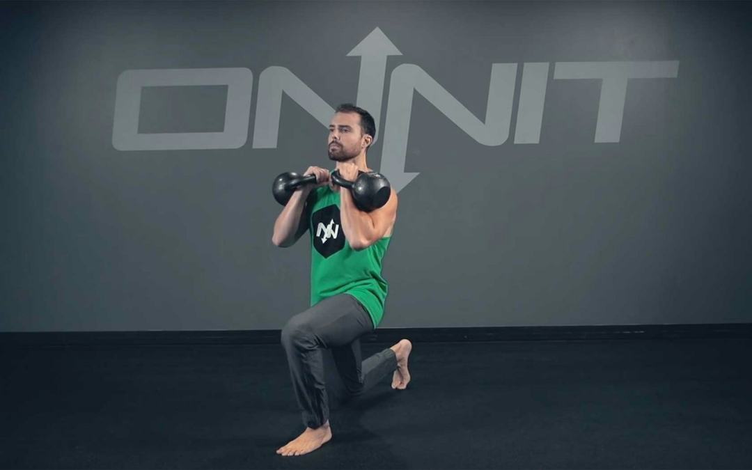 Double Kettlebell Forward Lunge Exercise