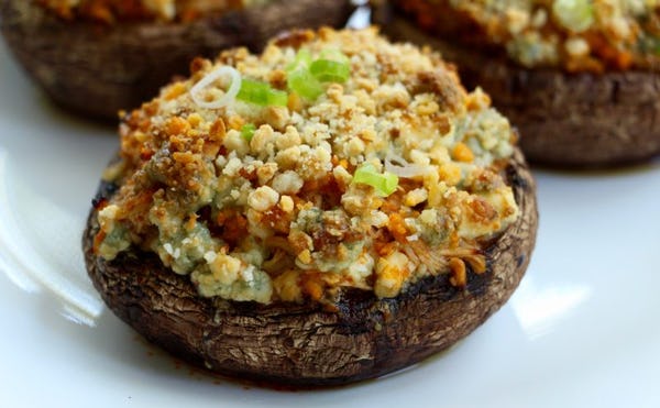 Buffalo Chicken & Blue Cheese Stuffed Portobello Caps