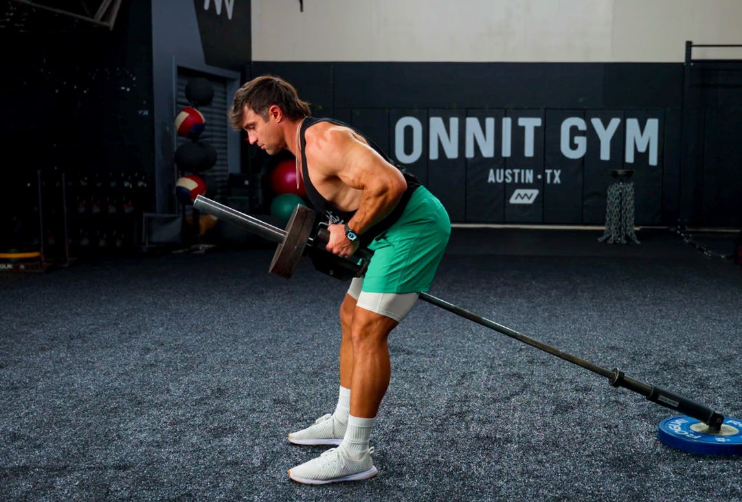 Jonny Catanzano demonstrates the landmine row.