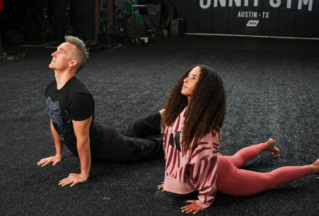 Shane Heins and Francheska Martinez demonstrate the squat sprawl.