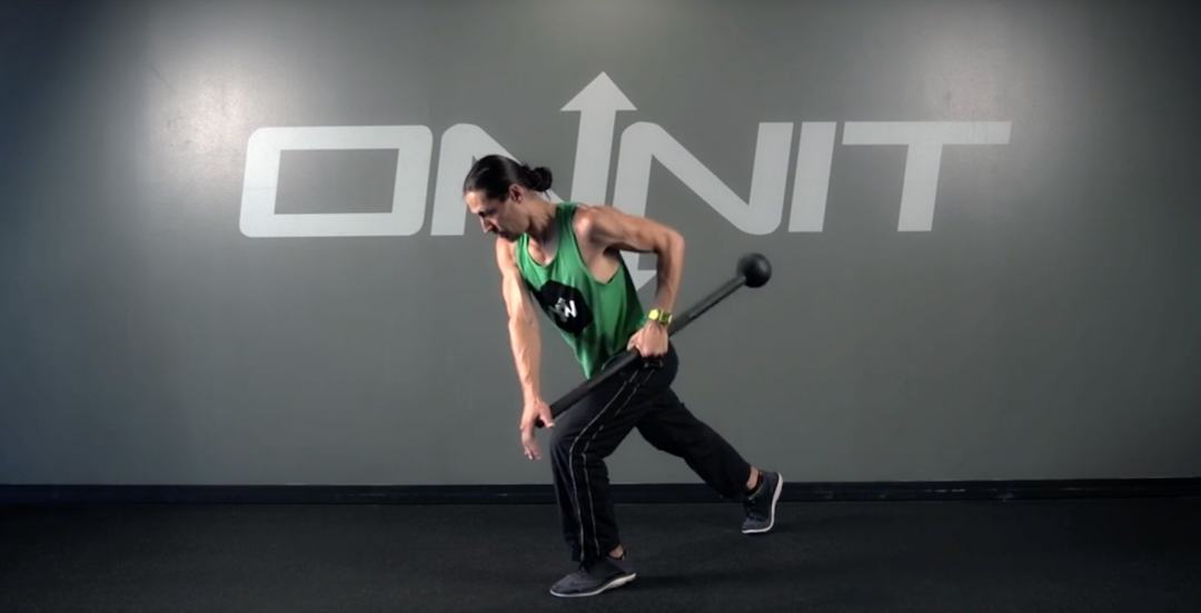 Split Stance Offset Side Row Steel Mace Exercise