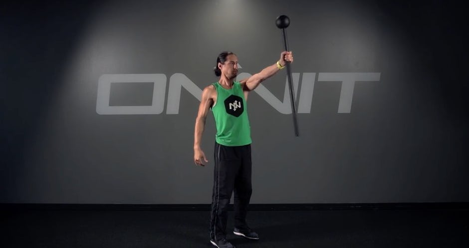 Alternating Single Press Steel Mace Exercise