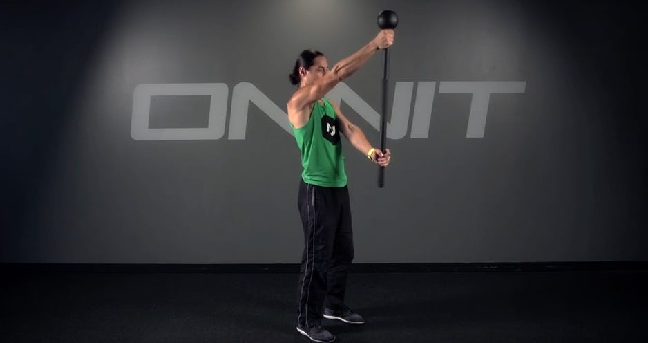 Sphere Near Front Press Steel Mace Exercise