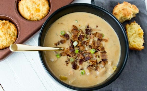 Gut-Healing Bacon and Shrimp Cauliflower Chowder with Bone Broth