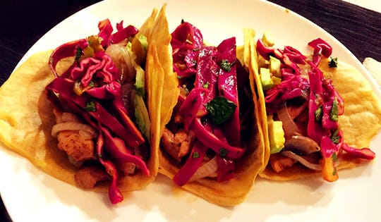 Plantain Tortillas with Spicy Cabbage Slaw